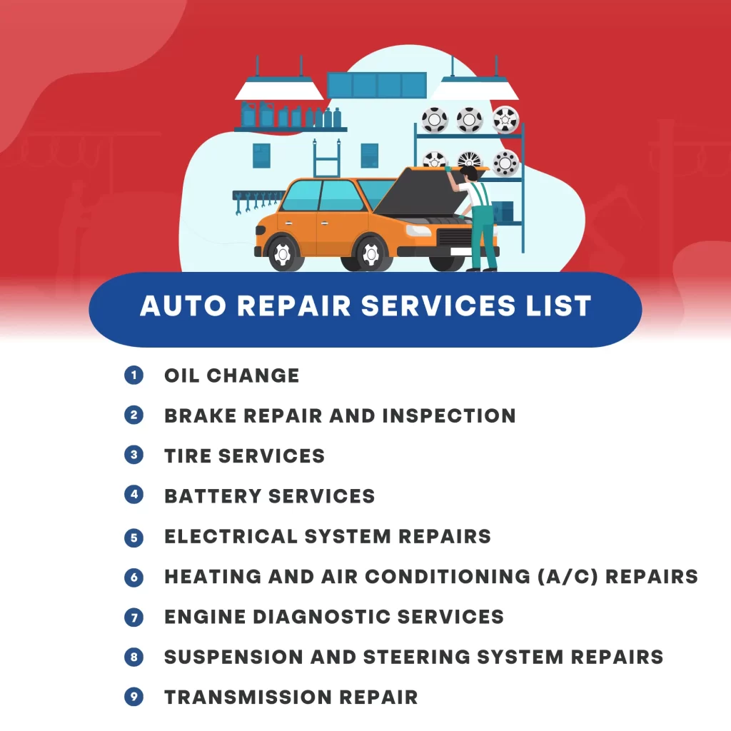 Auto Repair Services List